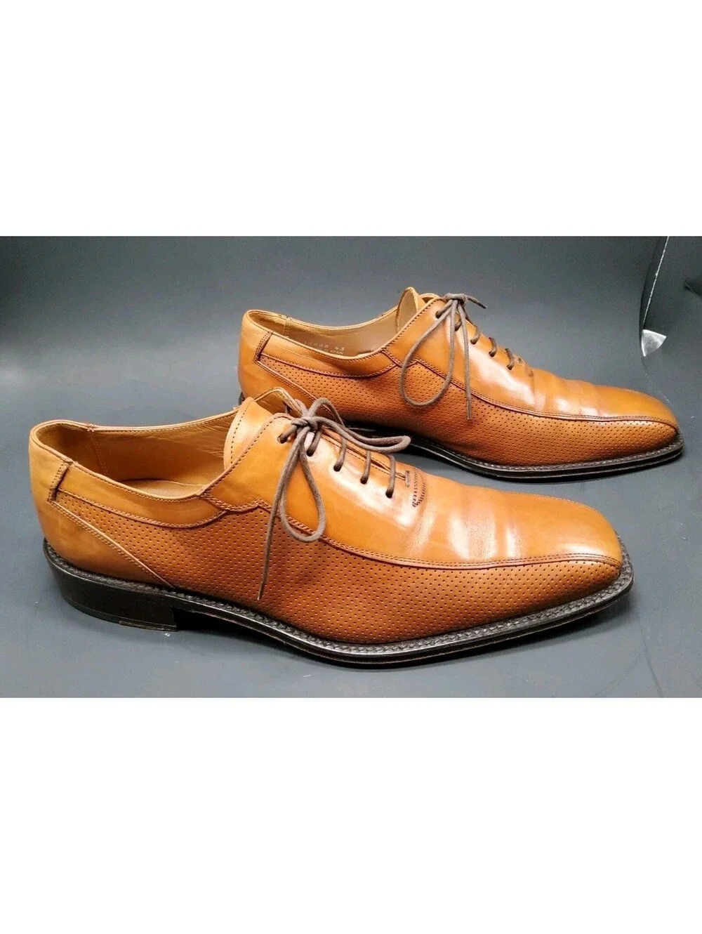 Pertini Leather Dress Shoes Square Toe Lace Up Brown 16686 Spain Men's Sz US 10